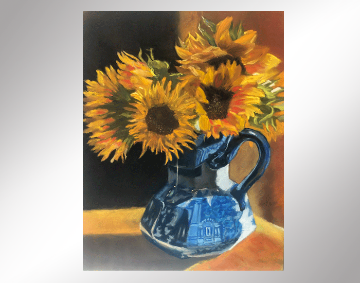 Sunflowers in Dutch vase
